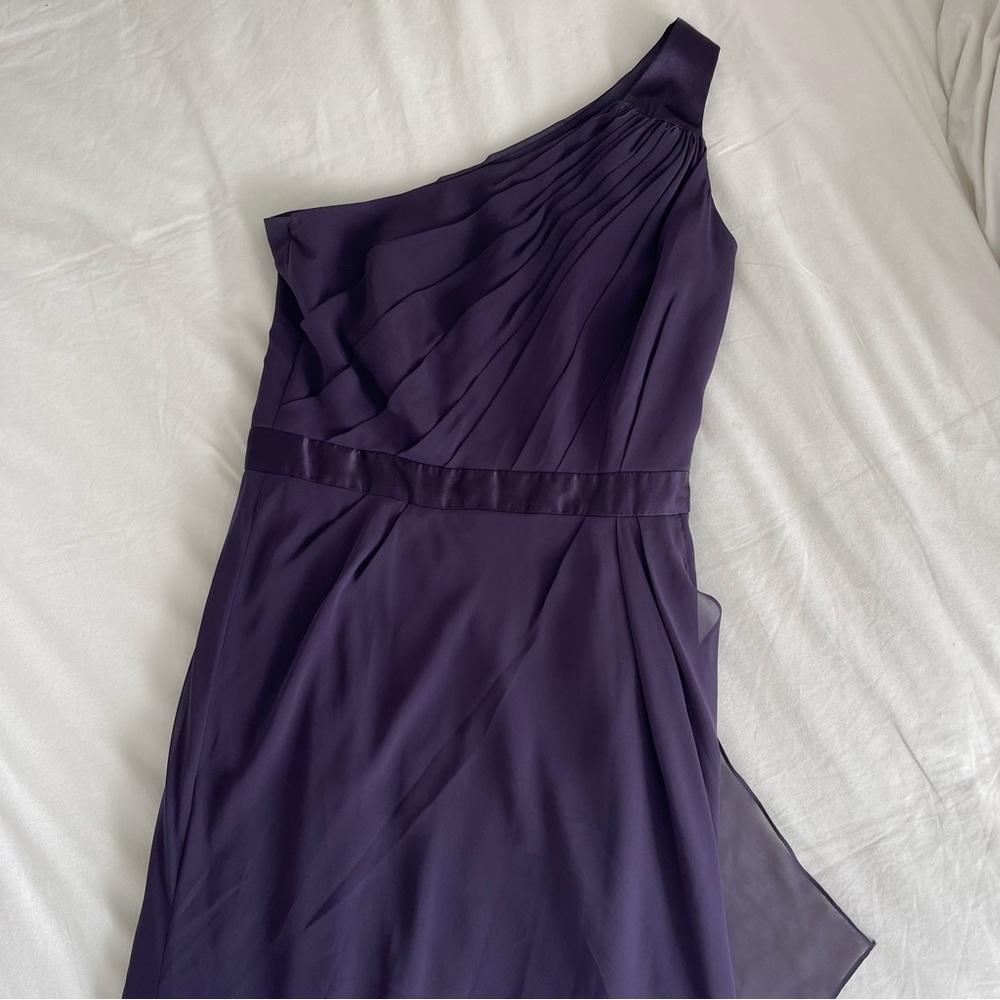 Badgely Mischka One Shoulder Silk Layered Grecian Formal Dress